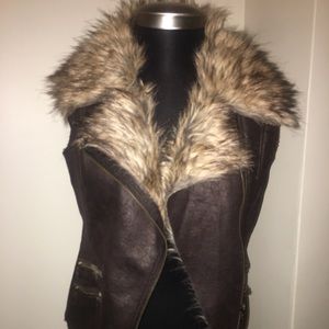 Faux fur leather vest